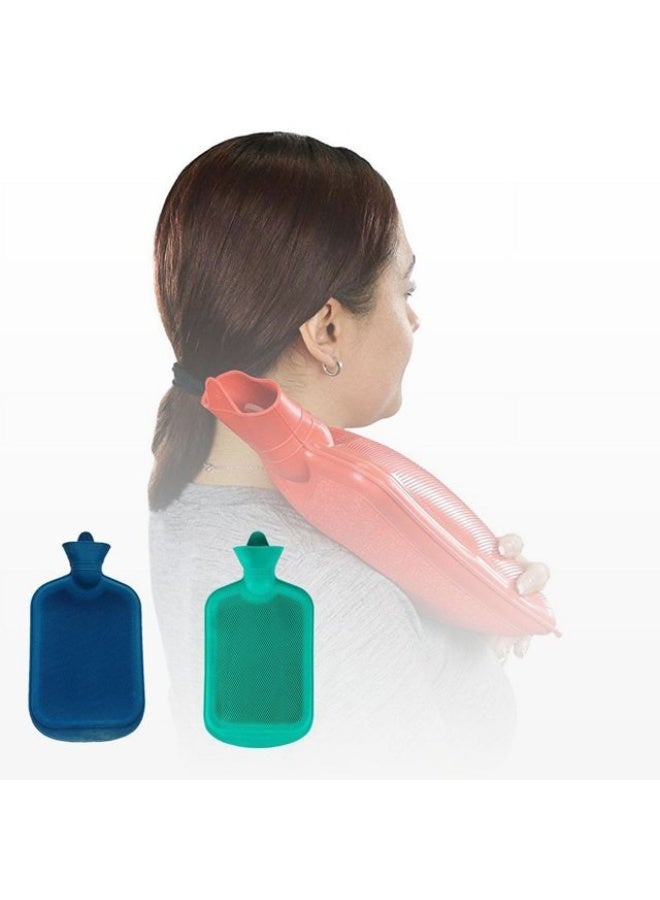 قربة ماء ساخن خالية من البيسفينول ا بتصميم متين للضغط الساخن والعلاج الحراري، بالوان عشوائية (عبوة من قطعتين) - Image 3